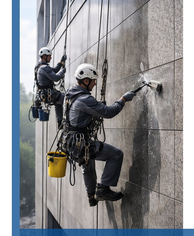 Профессиональная мойка фасада из керамогранита в Санкте-Петербурге