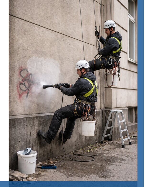 Удаление граффити с фасада в Санкте-Петербурге от 4783 р. | ВЫСОТНИК-Снк