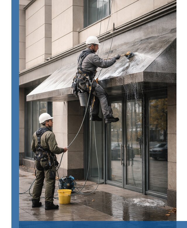 Профессиональная мойка козырьков и навесов в Санкте-Петербурге