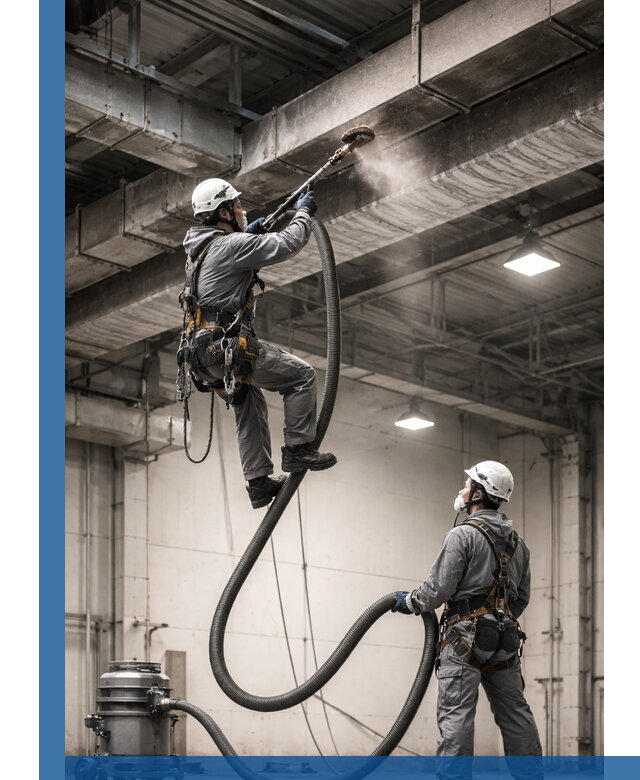 Обеспыливание потолочных конструкций в Санкте-Петербурге промышленным альпинизмом