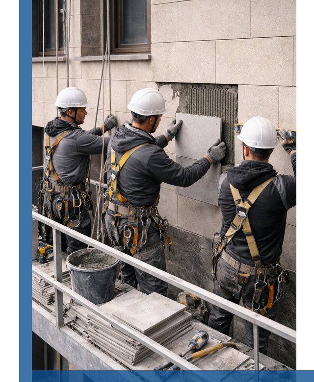 Ремонт облицовки фасада плиткой в Санкте-Петербурге с гарантией