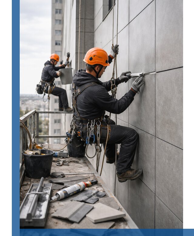Профессиональный ремонт фасада из керамогранита в Санкте-Петербурге