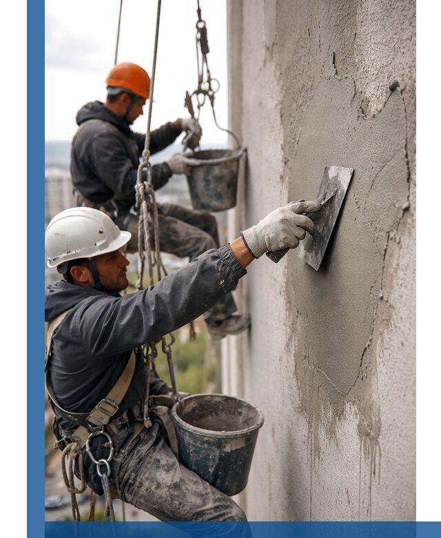 Штукатурка фасада на высоте в Санкте-Петербурге профессиональные работы