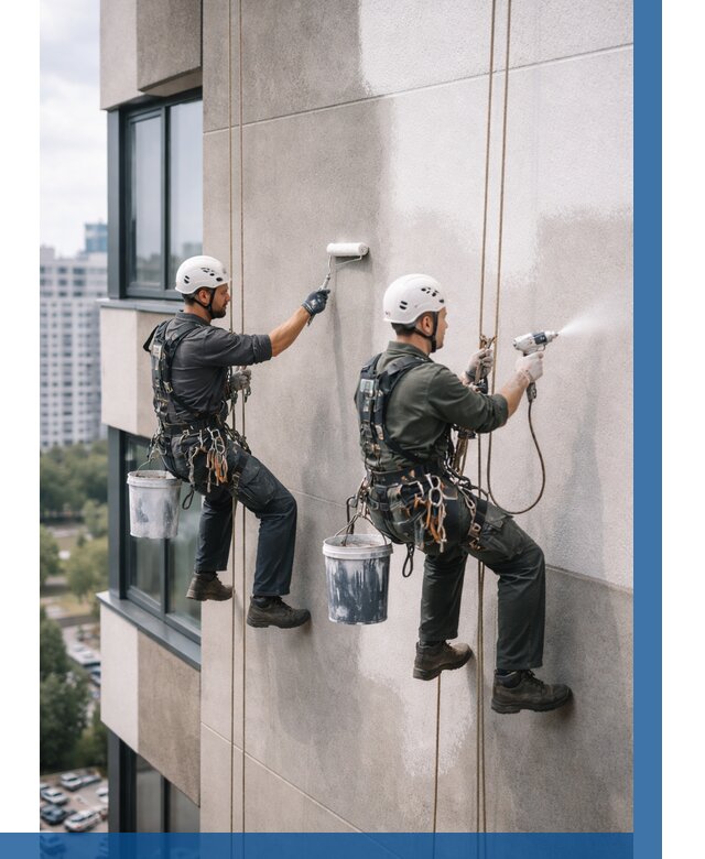 Покраска фасада альпинистами в Санкте-Петербурге от 319 р. | ВЫСОТНИК-Снк