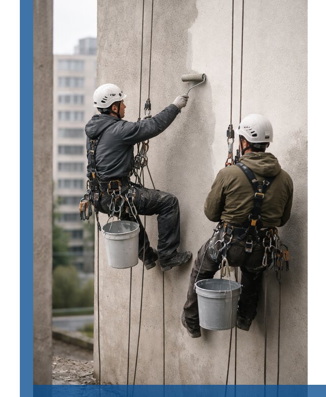 Покраска фасадов высотными альпинистами в Санкте-Петербурге с гарантией