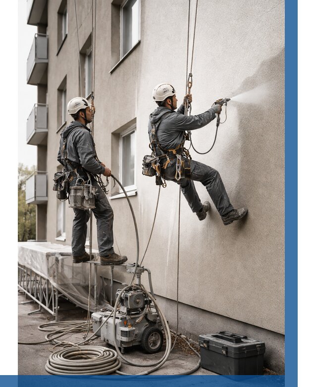 Безвоздушная покраска фасада в Санкте-Петербурге от 234 р/м² | ВЫСОТНИК-Снк