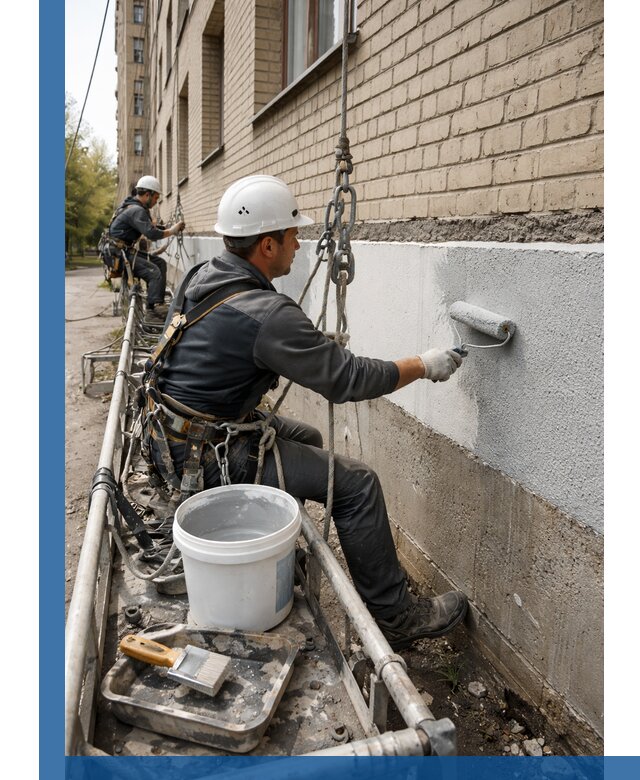 Окраска цоколя здания в Санкте-Петербурге профессионально и надежно