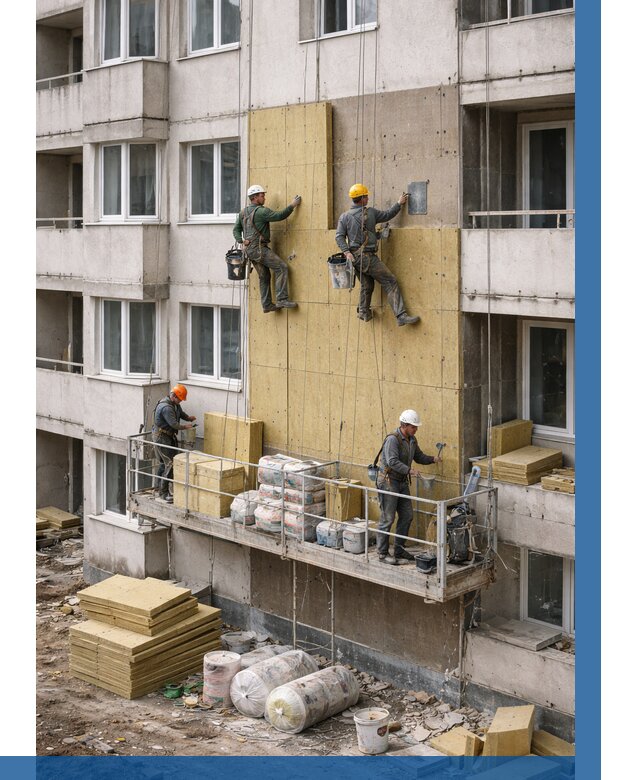 Утепление фасада минватой в Санкте-Петербурге от 1594 р. | ВЫСОТНИК-Снк