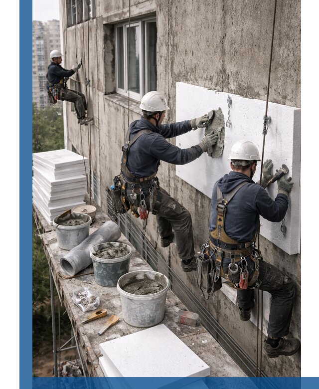 Утепление фасада пенополистиролом в Санкте-Петербурге под ключ