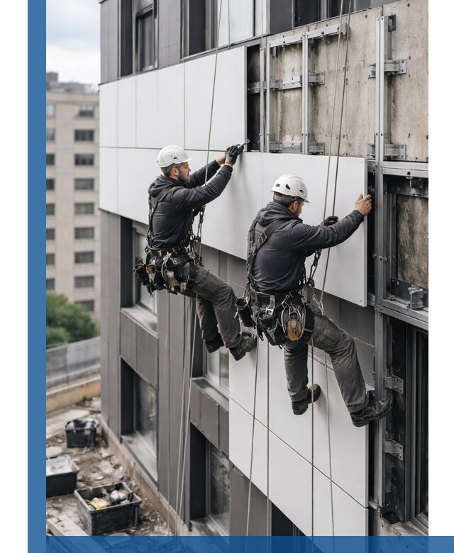 Монтаж композитных панелей фасада в Санкте-Петербурге под ключ