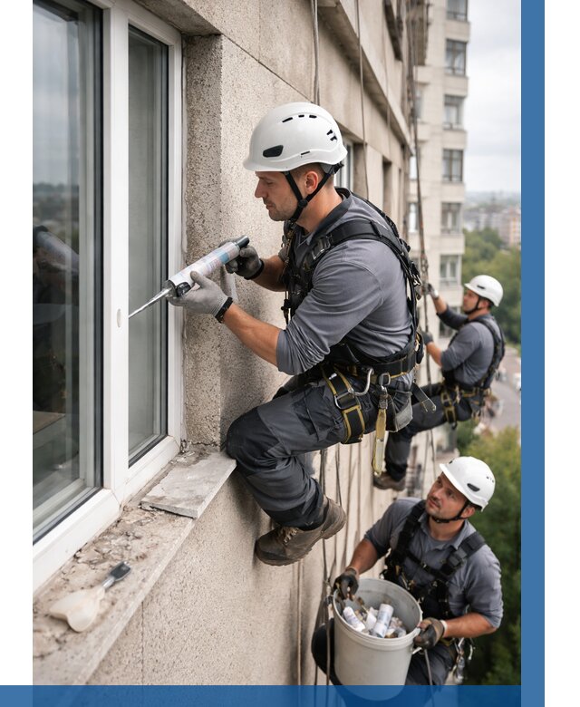 Герметизация оконных швов снаружи в Санкте-Петербурге от 1594 р. | ВЫСОТНИК-Снк