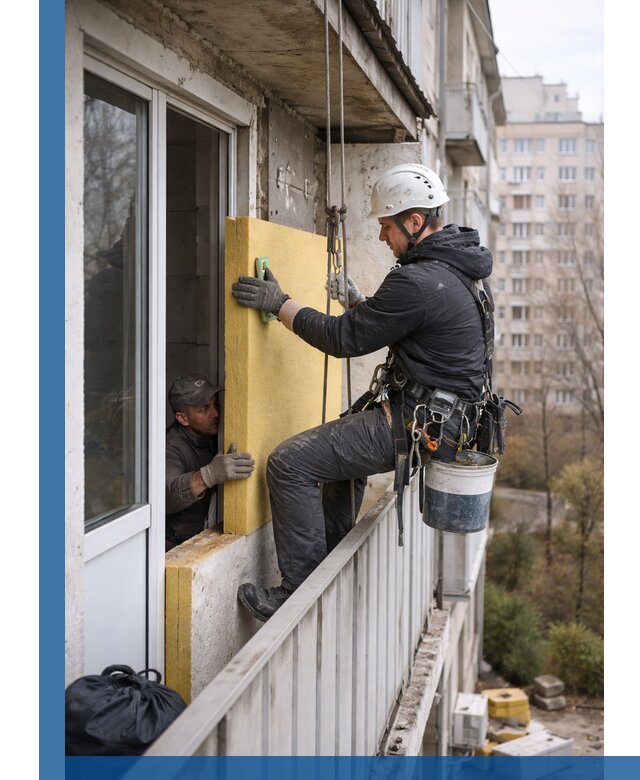 Профессиональное утепление балкона снаружи в Санкте-Петербурге под ключ
