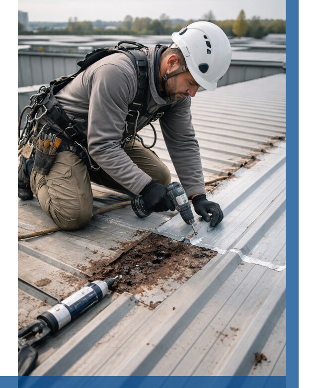 Ремонт профнастила на кровле в Санкте-Петербурге от 744 р. | ВЫСОТНИК-Снк