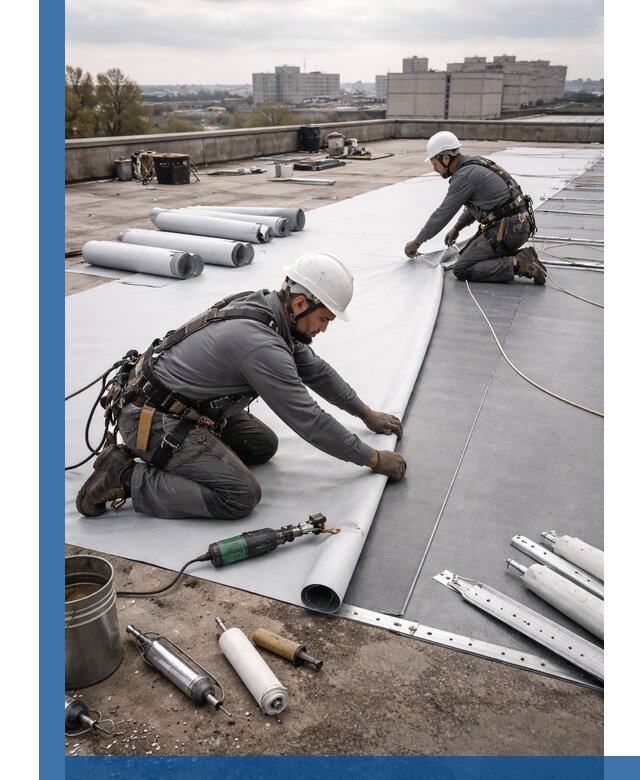 Монтаж мембранной кровли в Санкте-Петербурге для промышленных зданий