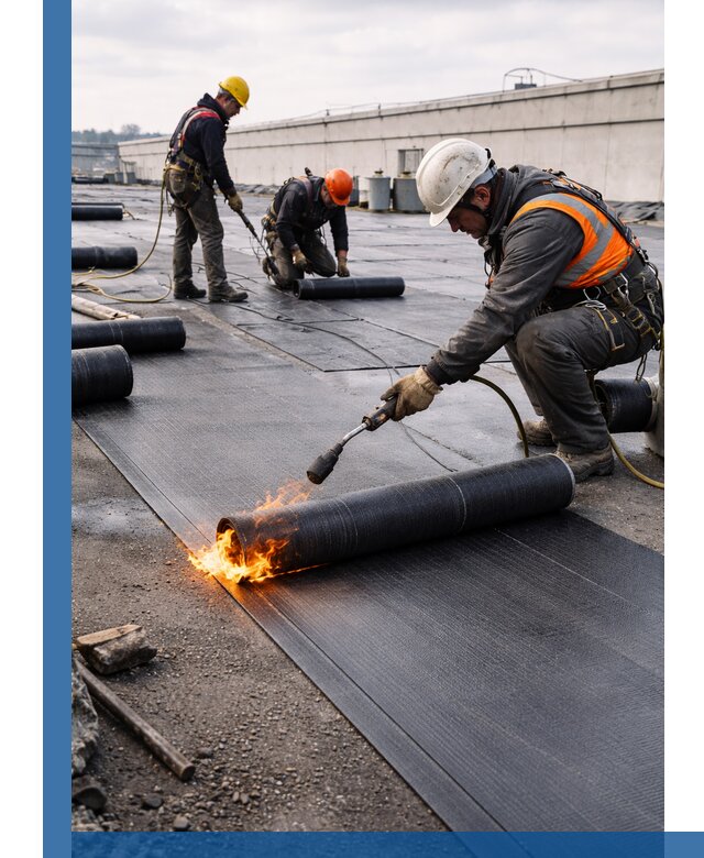 Монтаж наплавляемой кровли в Санкте-Петербурге профессионально