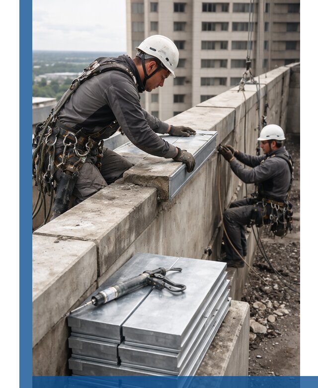Замена парапетных крышек и установка новых в Санкте-Петербурге