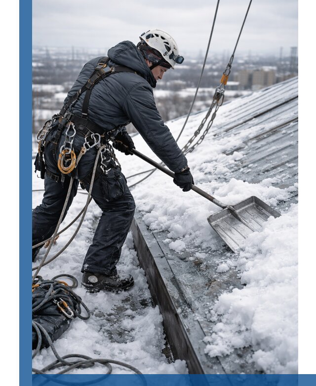 Профессиональная очистка кровли от снега и наледи в Санкте-Петербурге