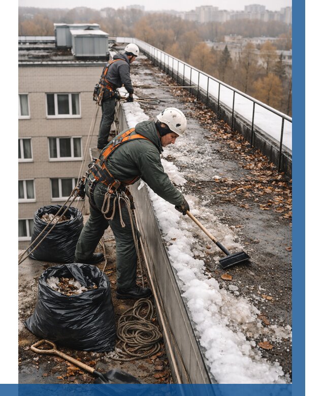 Очистка кровли по периметру в Санкте-Петербурге от 585 р. | ВЫСОТНИК-Снк