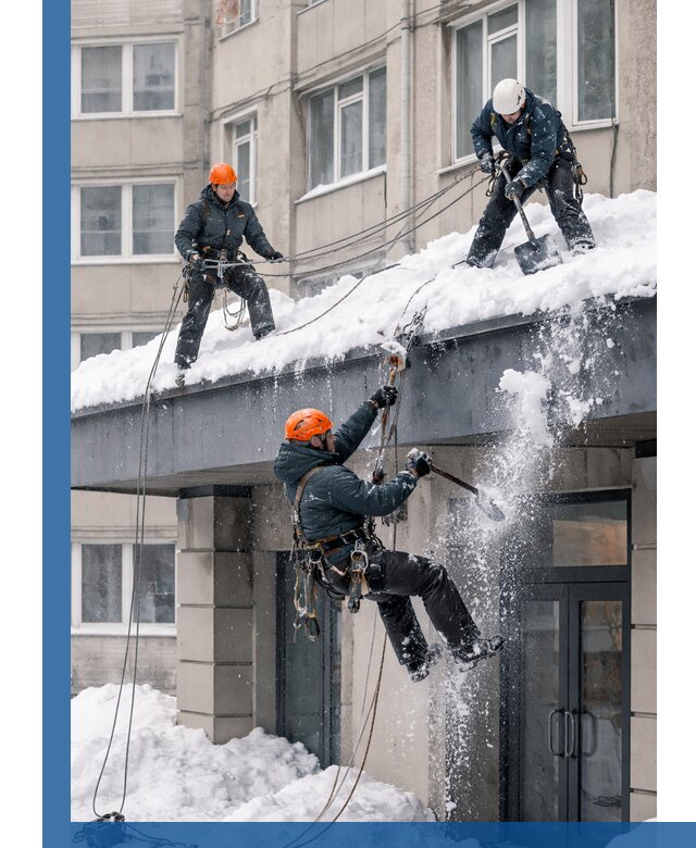 Безопасная очистка навесов от снега в Санкте-Петербурге круглогодично