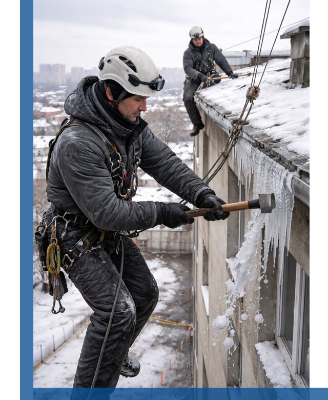 Сбивание и удаление сосулек с крыши в Санкте-Петербурге безопасно