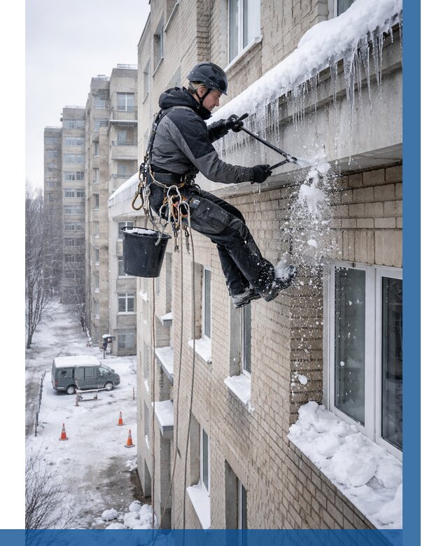 Удаление наледи с карнизов в Санкте-Петербурге от 372 р. | ВЫСОТНИК-Снк