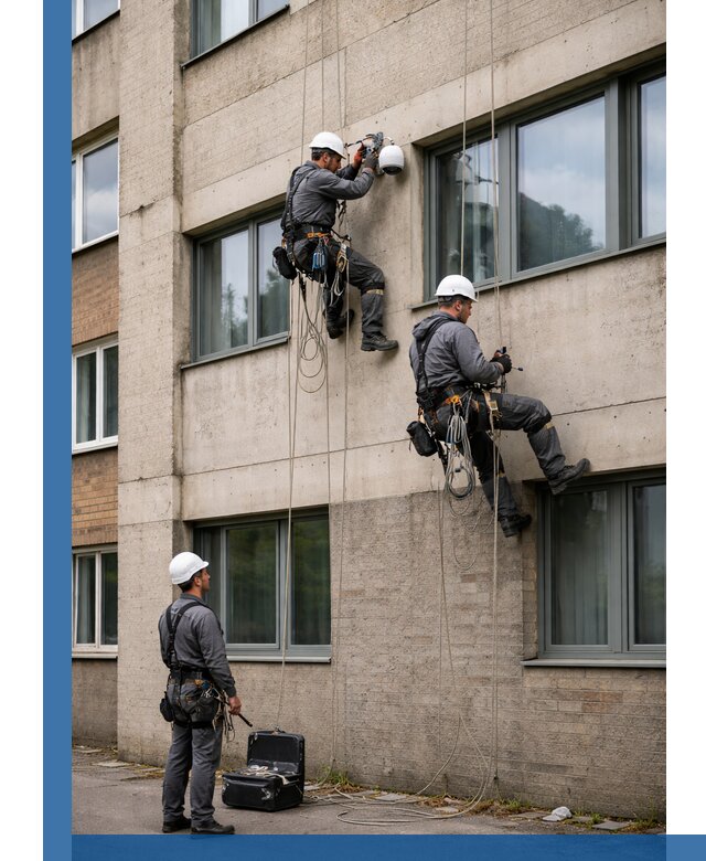 Монтаж фасадных камер видеонаблюдения в Санкте-Петербурге под ключ