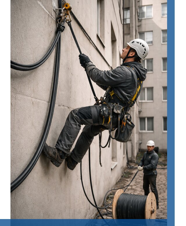 Протяжка кабеля питания на высоте в Санкте-Петербурге от 478 р. | ВЫСОТНИК-Снк