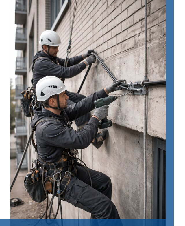 Крепление кабеля на фасаде в Санкте-Петербурге от 372 р. | ВЫСОТНИК-Снк