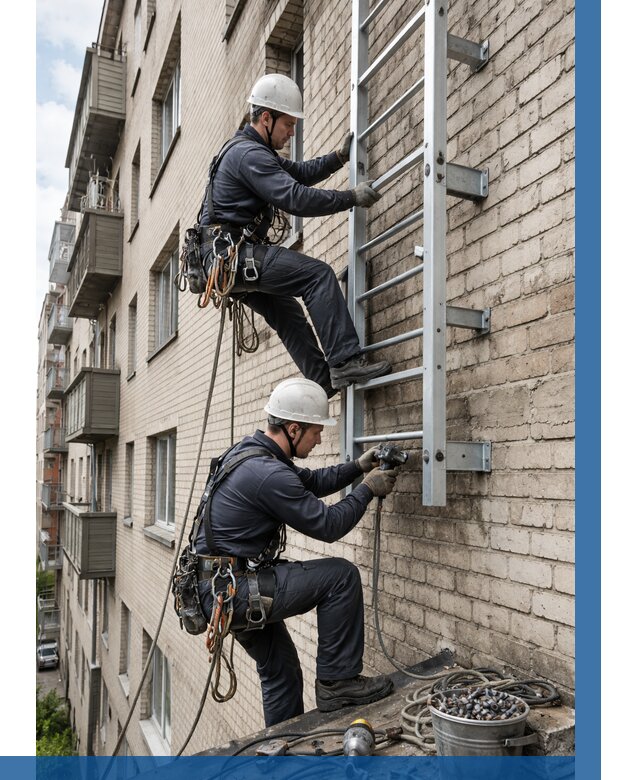 Монтаж пожарной лестницы в Санкте-Петербурге от 26570 р заказать у ВЫСОТНИК-Снк