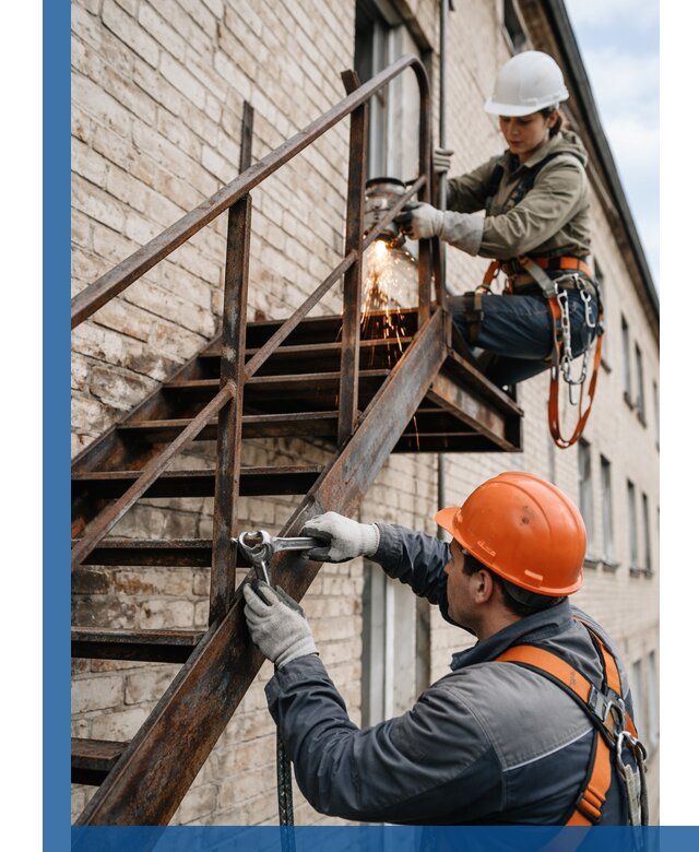 Ремонт и восстановление пожарных лестниц с выездом в Санкте-Петербурге
