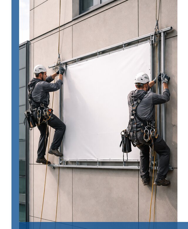 Монтаж наружной рекламной вывески в Санкте-Петербурге под ключ