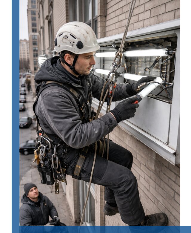 Профессиональная замена ламп в наружной вывеске в Санкте-Петербурге