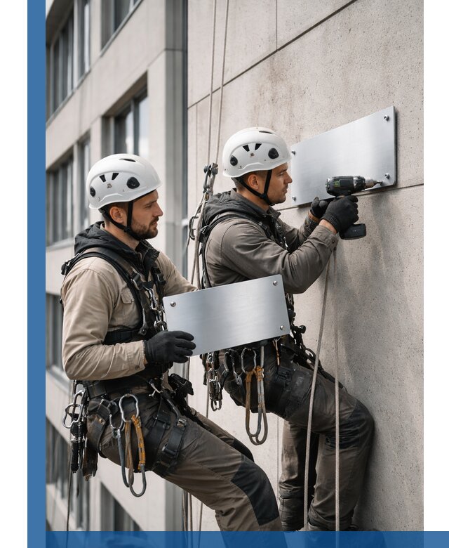 Монтаж табличек и указателей в Санкте-Петербурге для зданий и сооружений