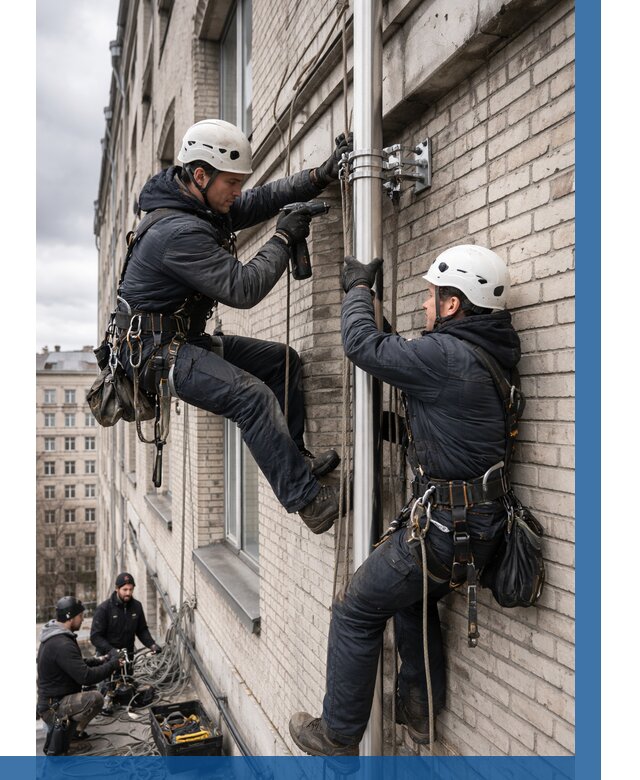 Монтаж флагштока на здании в Санкте-Петербурге от 6908 р. | ВЫСОТНИК-Снк