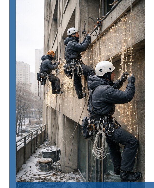 Монтаж новогодней иллюминации и украшение фасадов в Санкте-Петербурге