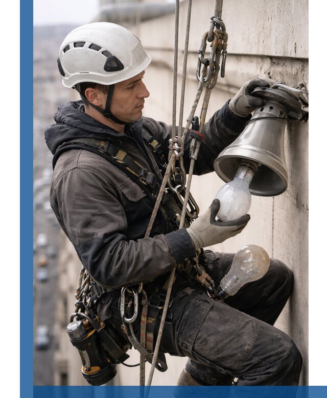 Замена ламп на высоте в Санкте-Петербурге профессионально и быстро