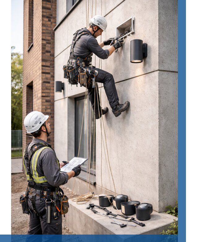 Монтаж фасадного освещения в Санкте-Петербурге от 2657 р. | ВЫСОТНИК-Снк