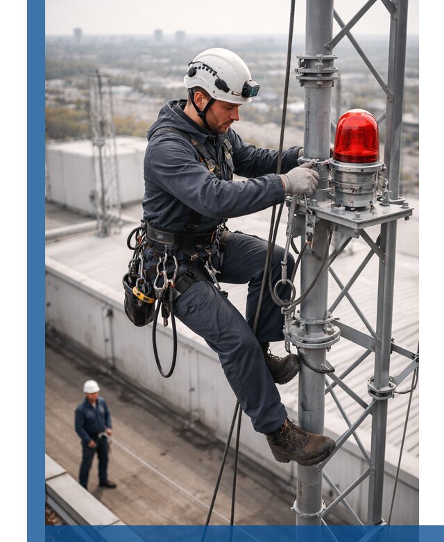 Монтаж заградительных огней и обслуживание объектов в Санкте-Петербурге