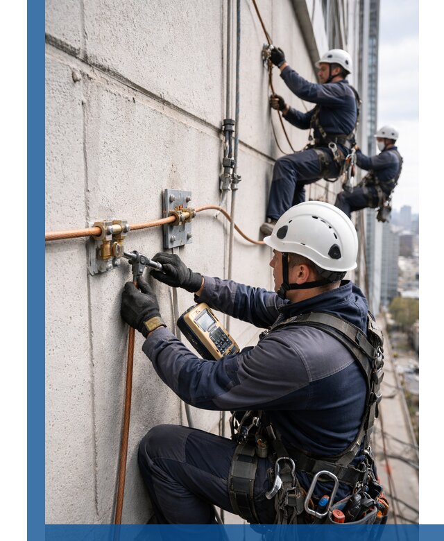 Монтаж системы заземления здания и молниезащиты в Санкте-Петербурге