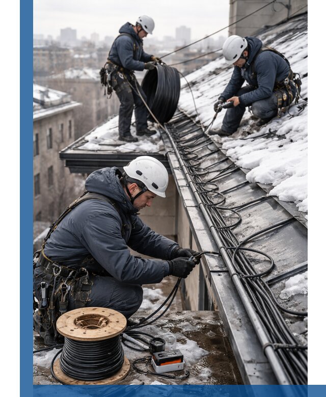 Монтаж греющего кабеля на кровле в Санкте-Петербурге под ключ