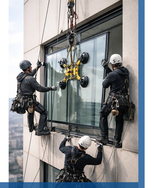 Монтаж стеклопакетов на высоте в Санкте-Петербурге от 3401 р. | ВЫСОТНИК-Снк