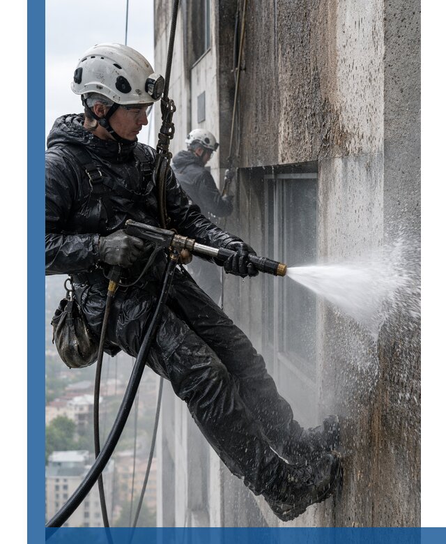 Гидроструйная очистка фасадов и конструкций в Санкте-Петербурге
