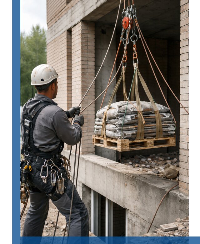 Подъем материалов на этаж веревками в Санкте-Петербурге оперативно