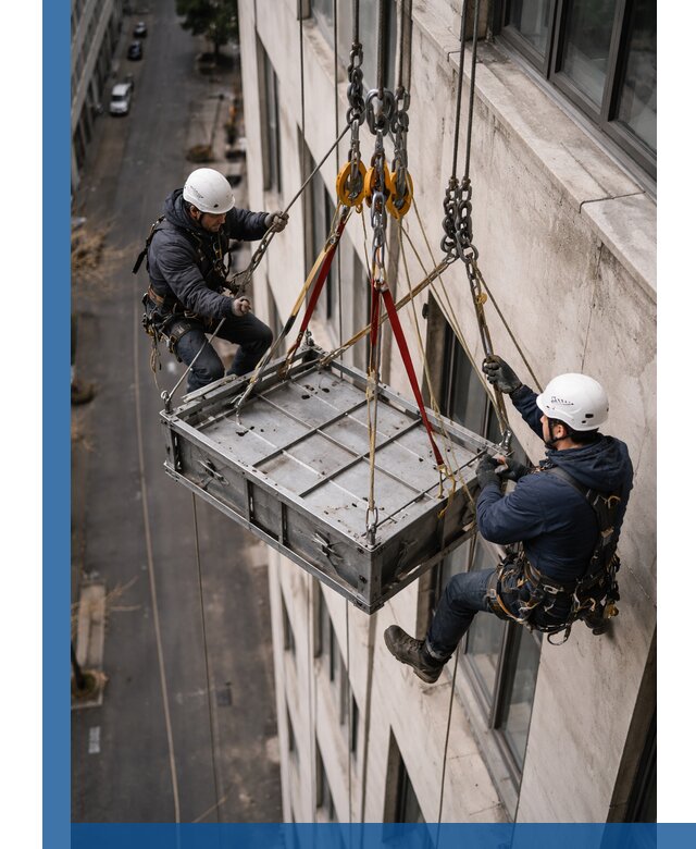 Спуск и подъем грузов по фасаду в Санкте-Петербурге для зданий