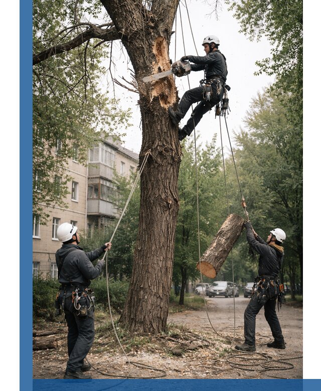 Срочное удаление аварийных деревьев в Санкте-Петербурге с гарантией безопасности