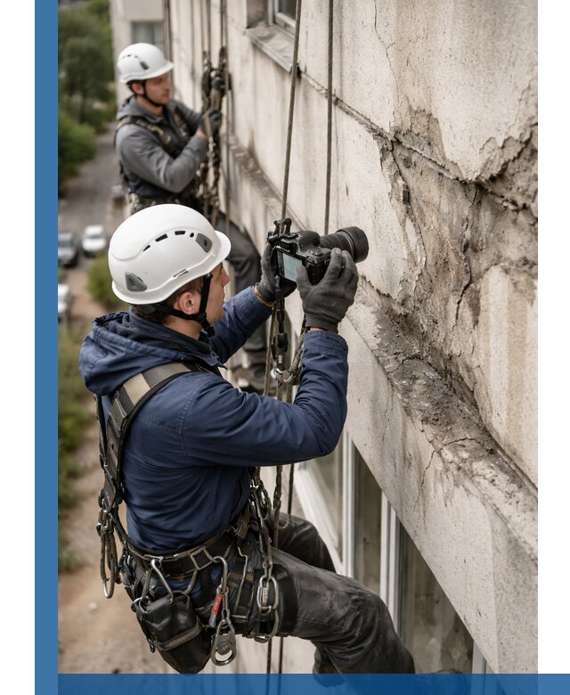 Фотофиксация дефектов фасада с высотной съемкой в Санкте-Петербурге