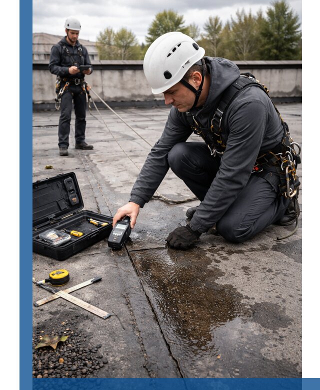 Обследование кровли на протечки и выявление дефектов в Санкте-Петербурге