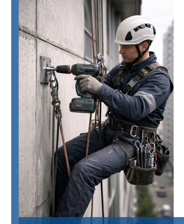 Установка анкерных точек для высотных работ в Санкте-Петербурге