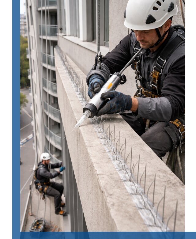 Установка шипов от птиц на фасадах и кровлях в Санкте-Петербурге